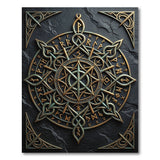 ODIKA Norse Runic Compass Washable Area Rug - Mystic Bronze Low Pile Non-Slip Carpet