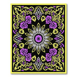 Vibrant Purple Yellow Floral Mandala Rug