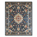 Navy Traditional Persian Area Rug with Floral Medallion