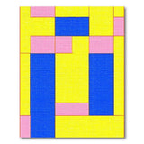 Vibrant Yellow Blue Pink Geometric Block Rug