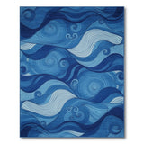 Blue and Teal Blue Swirling Waves Area Rug