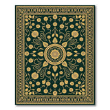 Gold Sunflower Emerald Green Floral Rug