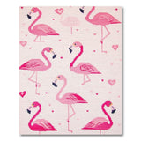 Playful Pink Flamingo Hearts Area Rug
