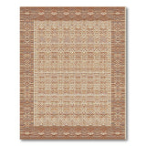 Terracotta Border Tan Lattice Geometric Rug