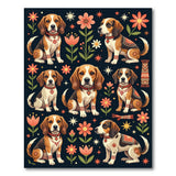Heritage Tribal Beagle Puppies Floral Rug