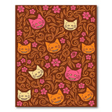 Playful Grinning Cartoon Cats Floral Rug