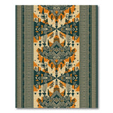 Orange Teal Geometric Tribal Area Rug