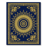Ornate Navy and Gold Sunburst Mandala Rug
