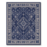 Heritage Tribal Blue and Teal Navy Blue Geometric Tribal Area Rug