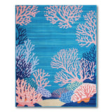 Vibrant Pink Coral Reef Teal Area Rug