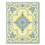 Elegant Blue Floral on Yellow Vintage Area Rug