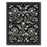 Elegant Black White Lily Floral Area Rug