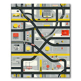 Yellow City Street Map Area Rug