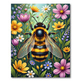 ODIKA Whimsical Bumblebee & Floral Garden Washable Area Rug - Low Pile Non-Slip