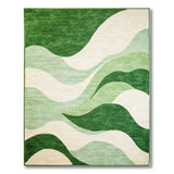 Serene Green Waves Abstract Area Rug