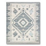 Teal Grey Southwestern Diamond Area Rug