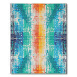 Vibrant Teal Orange Multi-Stripe Geometric Rug