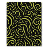 Yellow Tribal Swirl Area Rug on Black