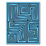 Blue Maze Labyrinth Geometric Area Rug