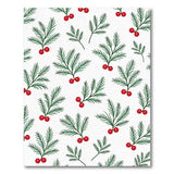 Festive Green Holly Branches with Red Berries Pattern Rug