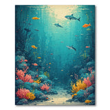 Vibrant Underwater Coral Reef Rug with Sharks Fish