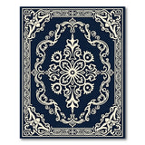 Navy Ornate Medallion Area Rug