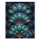 Navy Peacock Feather Fan Area Rug