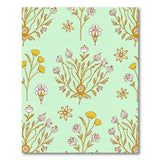 Mint Green Floral Gold Outline Area Rug