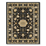 Elegant Black Gold Persian Floral Area Rug