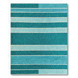 Teal Blue Horizontal Striped Woven Rug