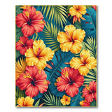 ODIKA Tropical Hibiscus Washable Area Rug - Non-Slip Low Pile Floral Decor