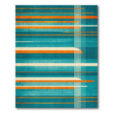 Teal Orange Geometric Striped Area Rug