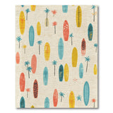 ODIKA Retro Surfboard and Palm Tree Washable Area Rug - Low Pile Non-Slip Coastal Decor