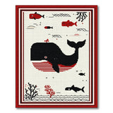 Pixel Art Black Whale Ocean Area Rug