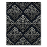 Opulent Silver Damask Area Rug