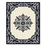Ornate Black Medallion Cream Area Rug