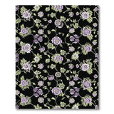 Purple Floral Vintage Area Rug on Black