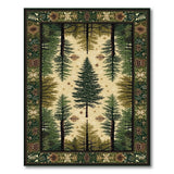 ODIKA Rustic Pine Forest Lodge Washable Area Rug - Low Pile Non-Slip Cabin Decor