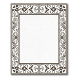 Black and White Ornate Floral Border Area Rug