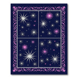 Navy Starburst Area Rug with Pink Ornate Border
