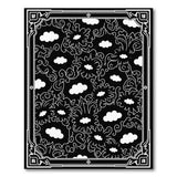 Ornate Black White Floral Clouds Area Rug