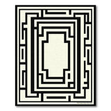 Intricate Black White Labyrinth Maze Rug