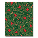 Festive Poinsettia Music Notes Green Area Rug