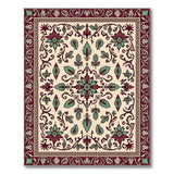 Teal Maroon Floral Persian Area Rug
