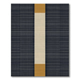 Modern Black Grid Plaid Rug with Cream Stripe Orange Bands