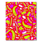 Vibrant Neon Fruit Collage Area Rug