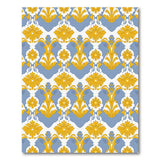 Yellow Blue Floral Bird Damask Area Rug