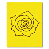 Sunny Yellow Rose Outline Area Rug