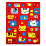 Playful Cartoon Cats ABC Kids Area Rug