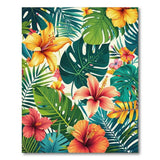 Vibrant Hibiscus Floral Washable Area Rug